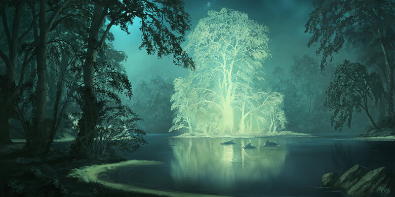 Glowing Tree on Island