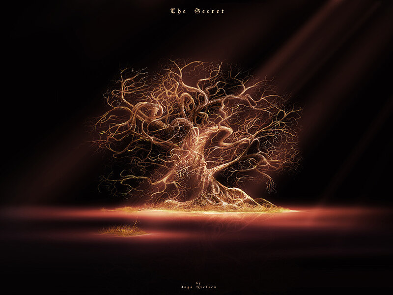 Glowing Tree Roots — Black, Dramatic