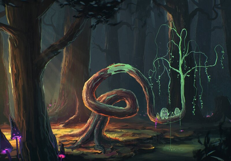 Glowing Tree Roots — Green