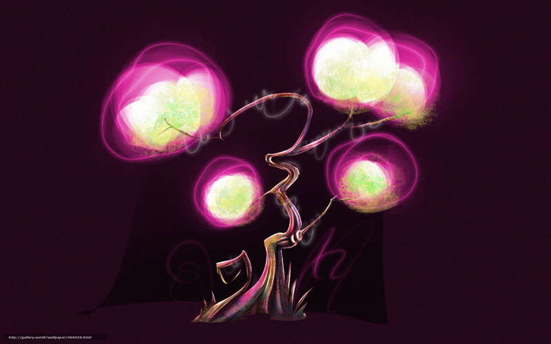 glowing tree with magical orbs