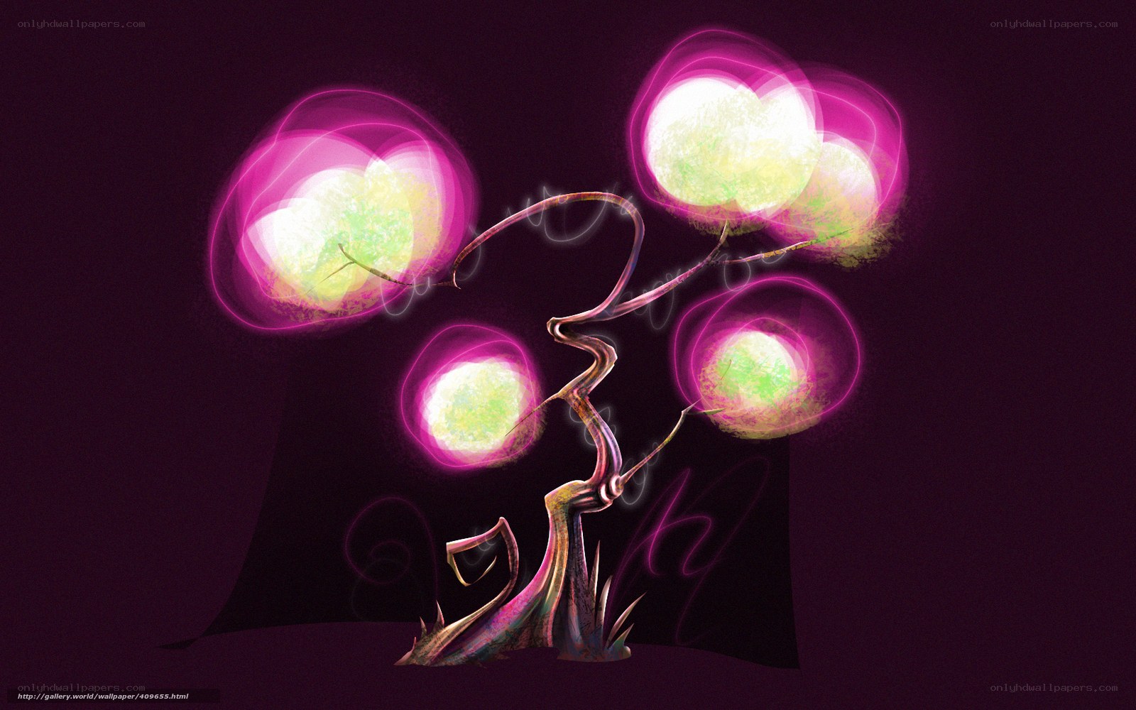 glowing tree with magical orbs