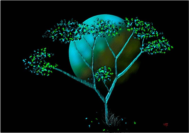 Glowing Tree with Moon