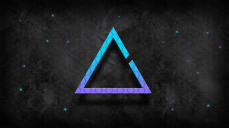 Glowing Triangle on Hexagonal Background