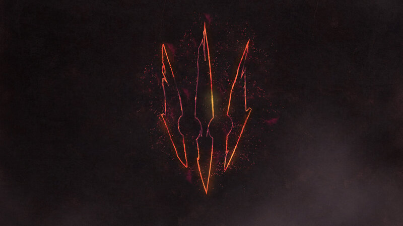 Glowing Trident Symbol — Black