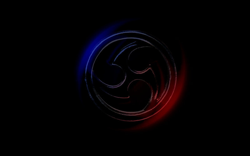 glowing triskelion symbol