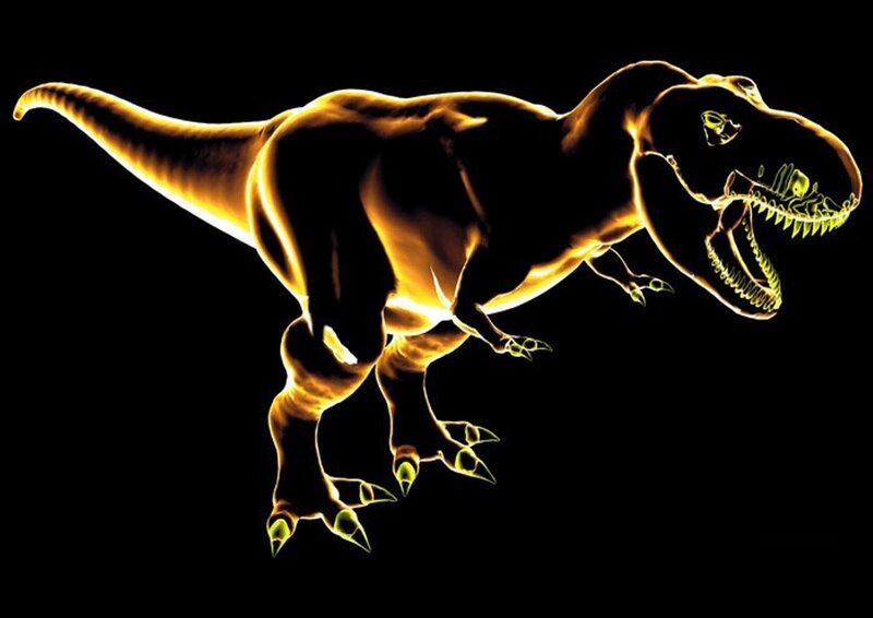 glowing tyrannosaurus rex