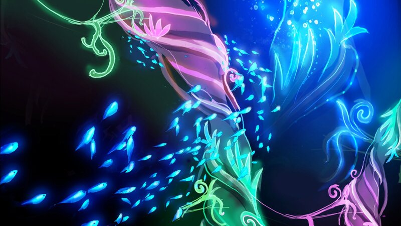 glowing underwater fantasy scene