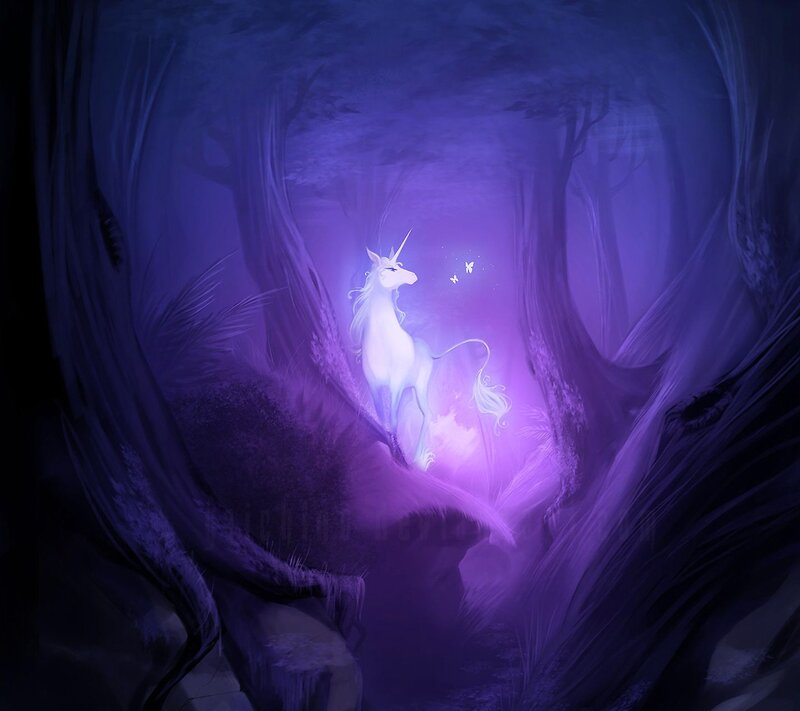 Glowing Unicorn in Forest