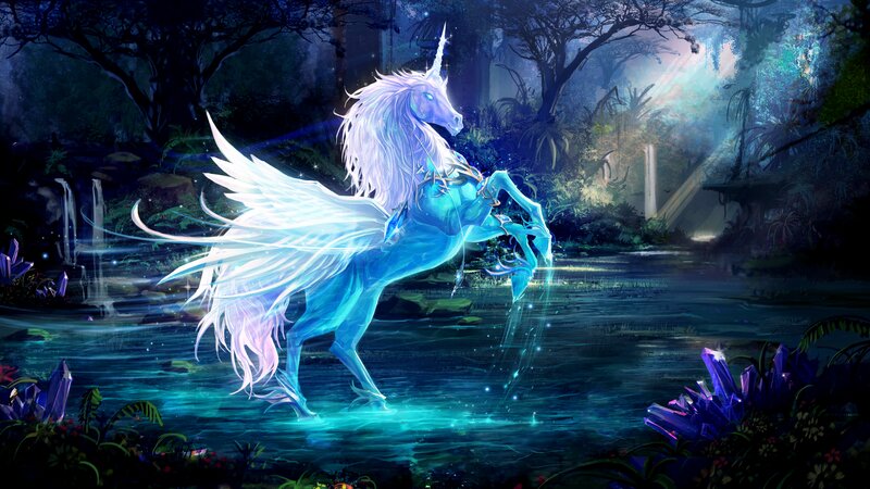 Glowing Unicorn in Water