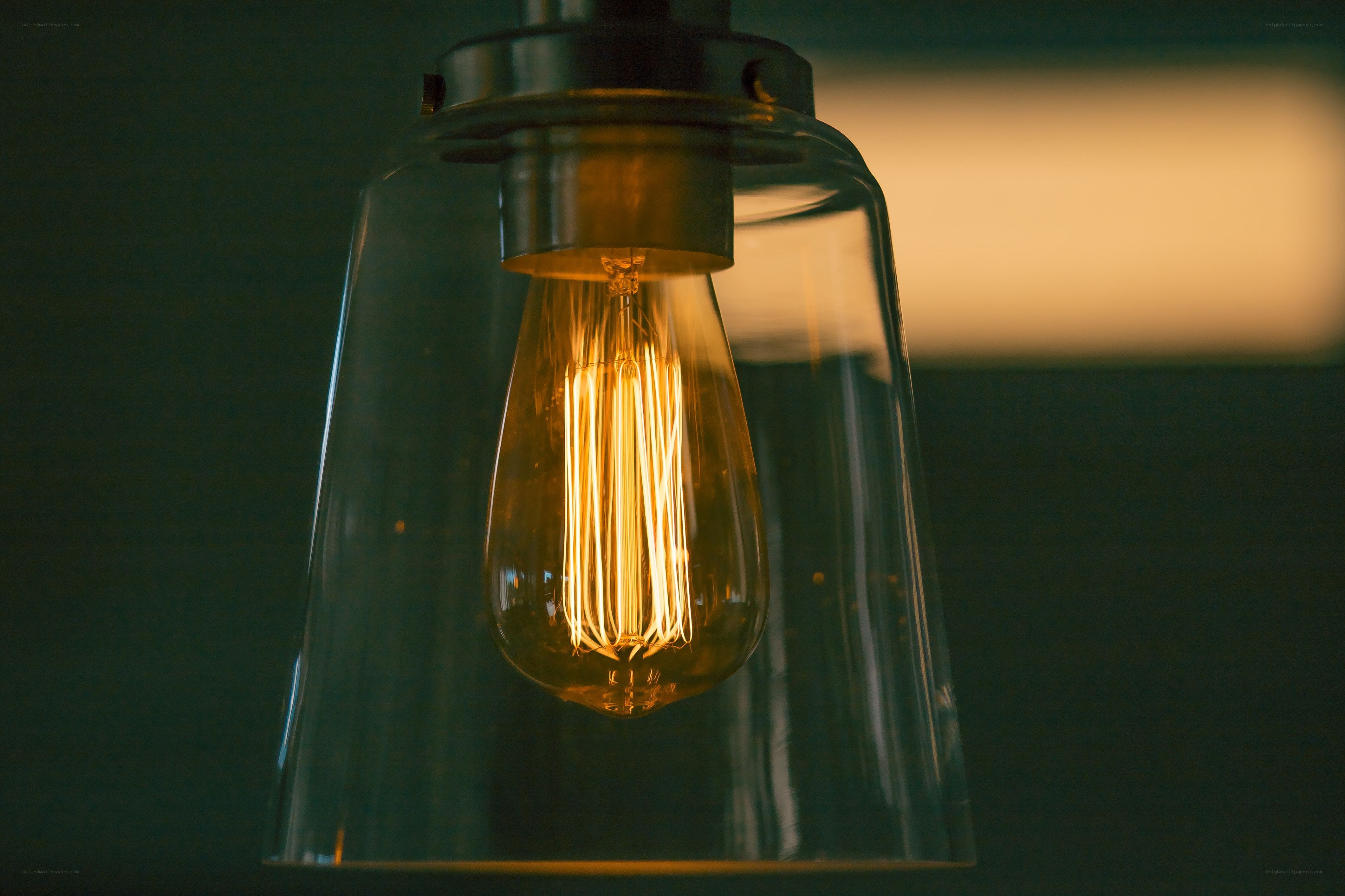 glowing vintage light bulb