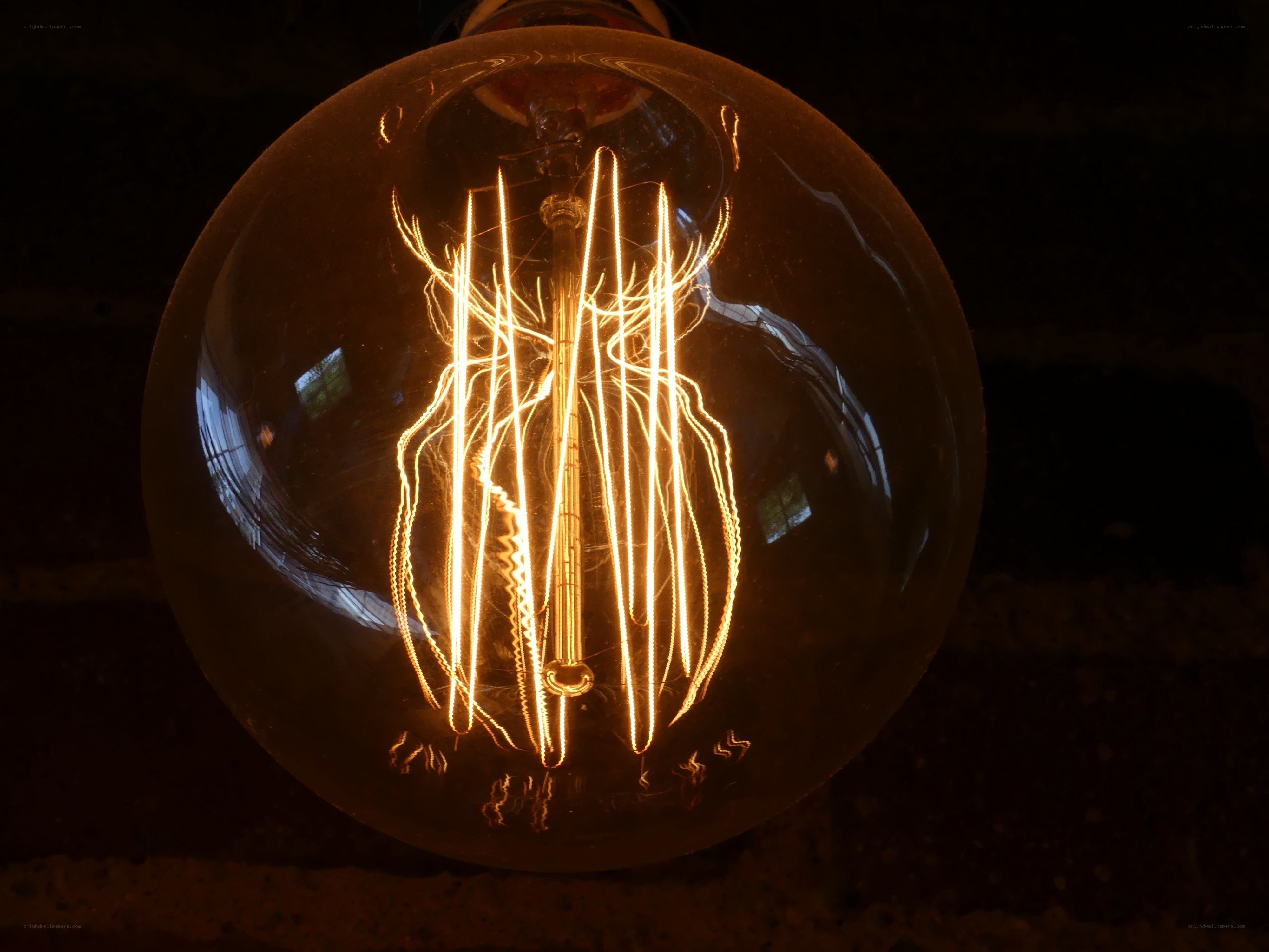 glowing vintage light bulb