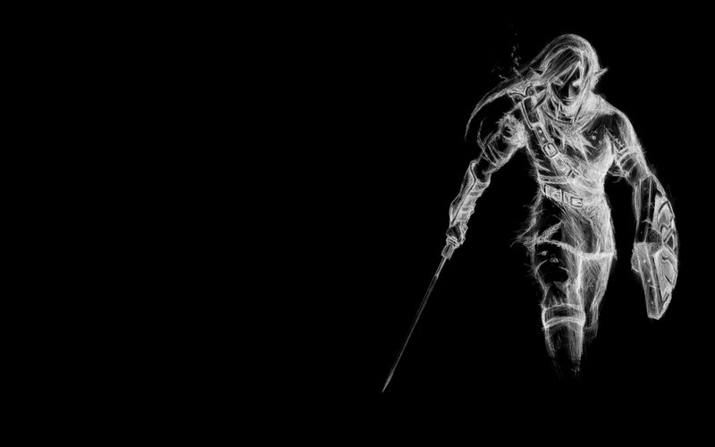 glowing warrior figure