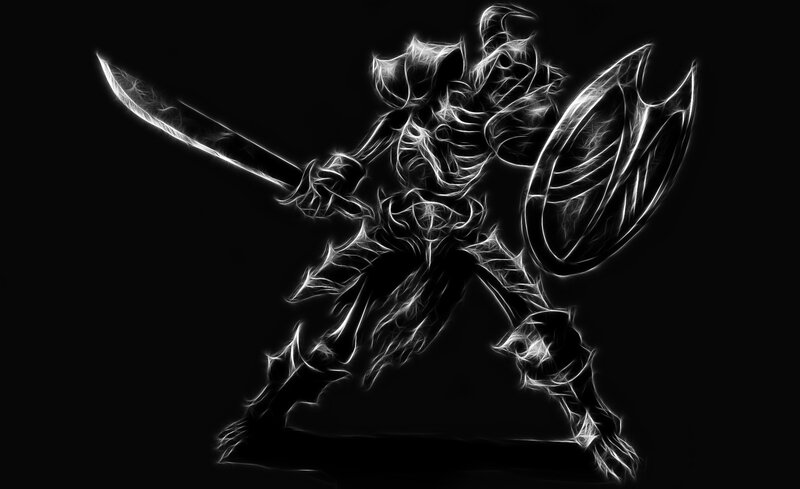 glowing warrior in armor