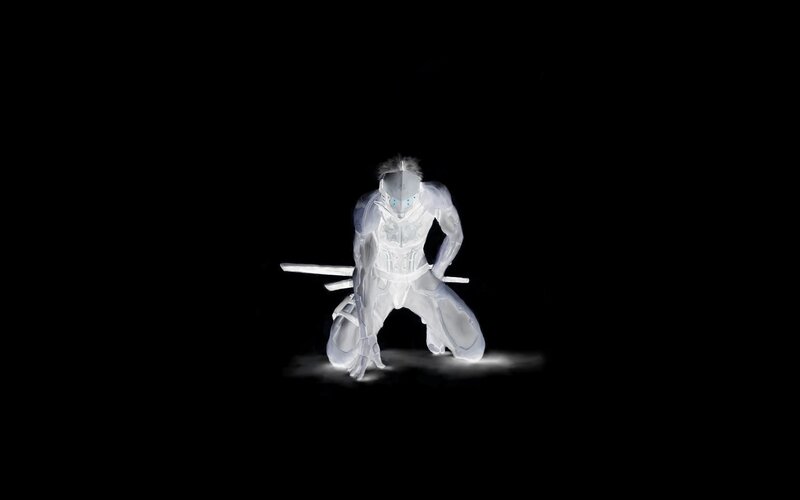 glowing warrior in crouch