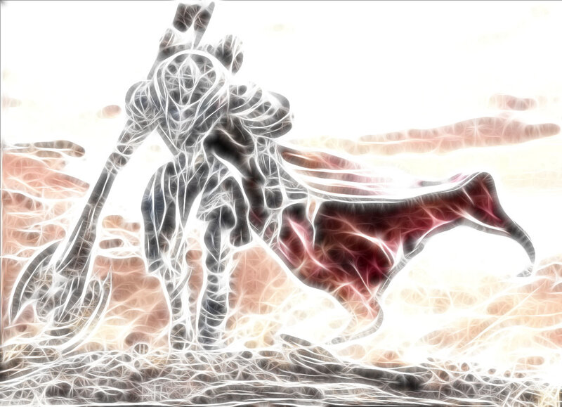 glowing warrior with axe