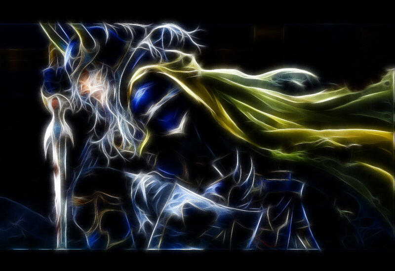 glowing warrior with cape