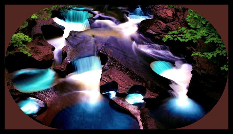 Glowing Waterfall in Canyon