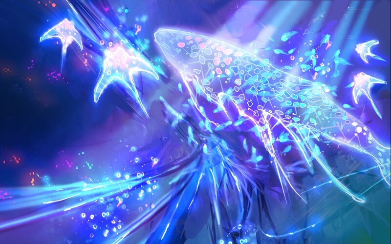 Glowing Whale and Fish