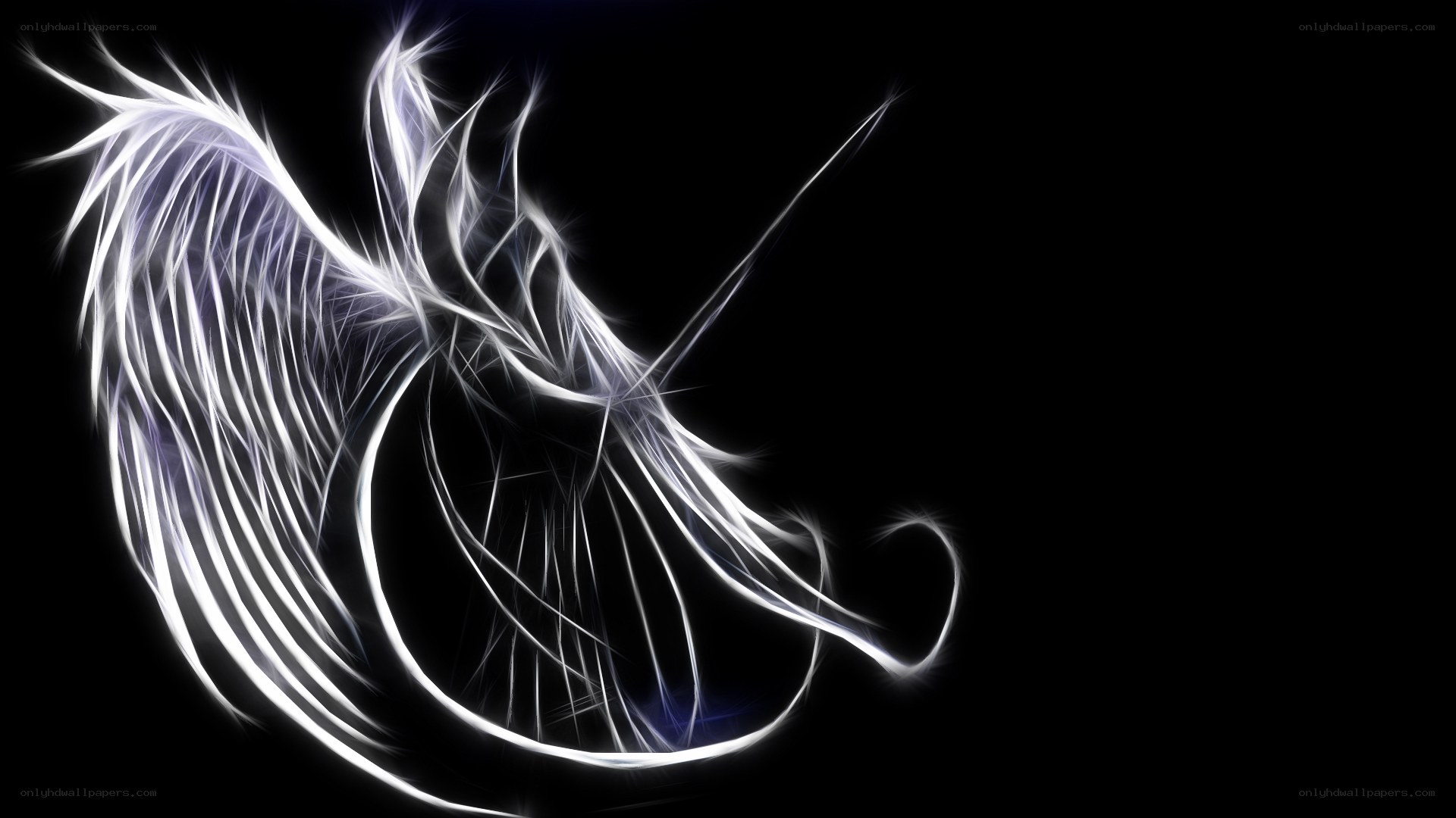glowing white angel wings