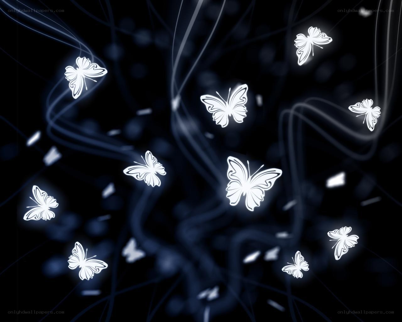 glowing white butterflies