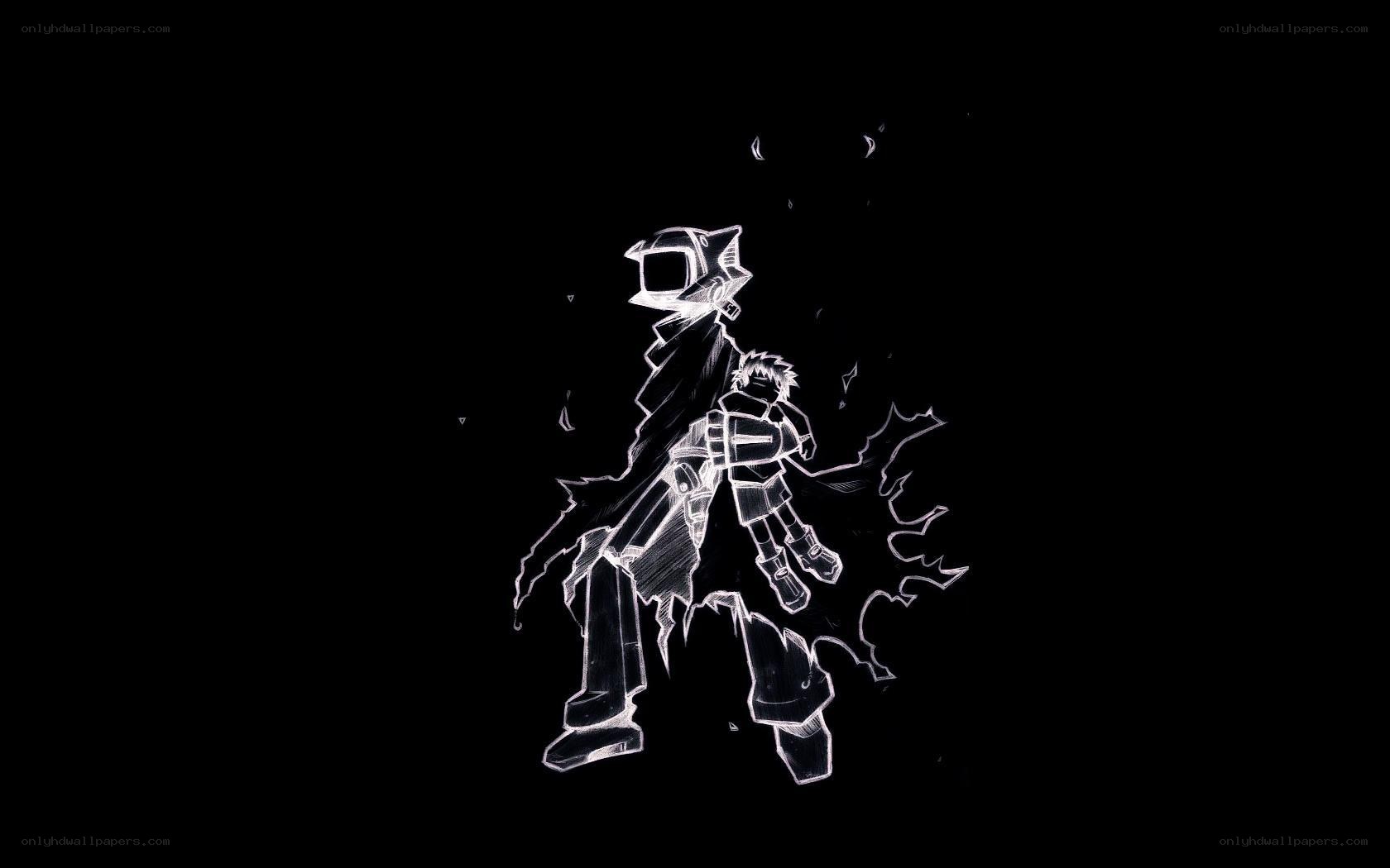 glowing white character sketch