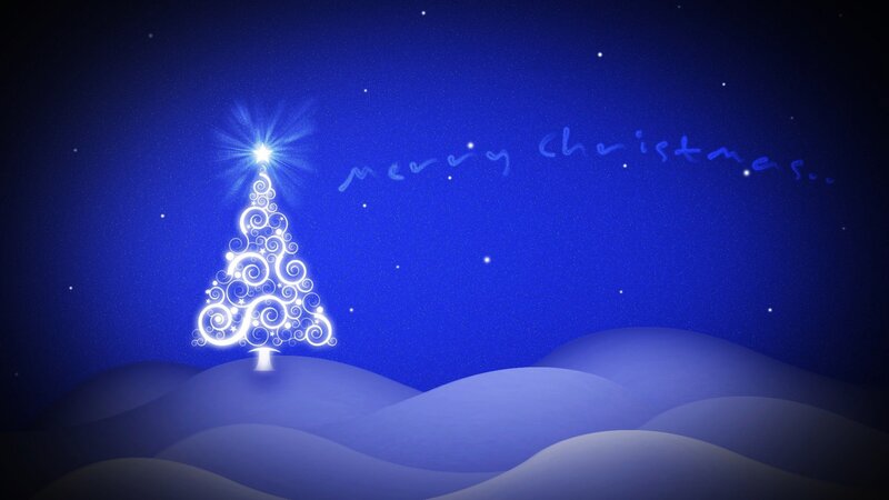 Glowing White Christmas Tree — Blue