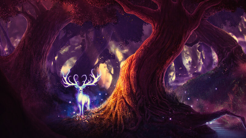 Glowing White Deer — Purple