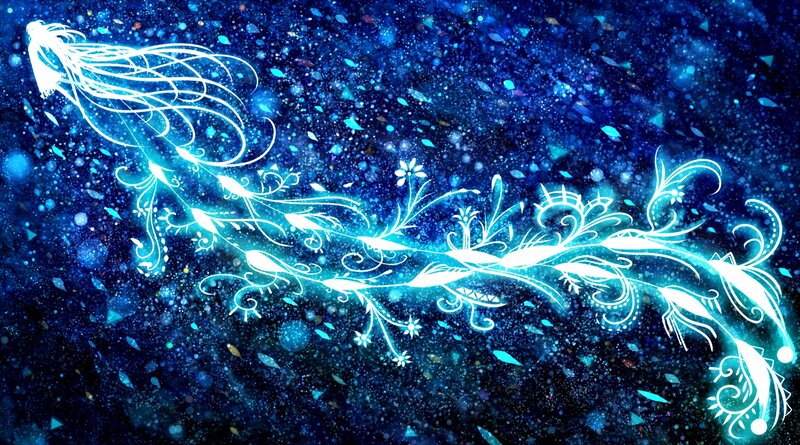 Glowing White Floral Design — Blue