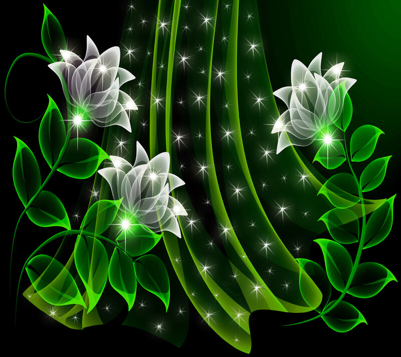 Glowing White Flowers — Green