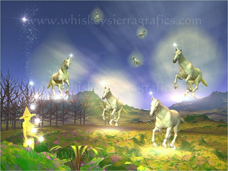 Glowing White Horses