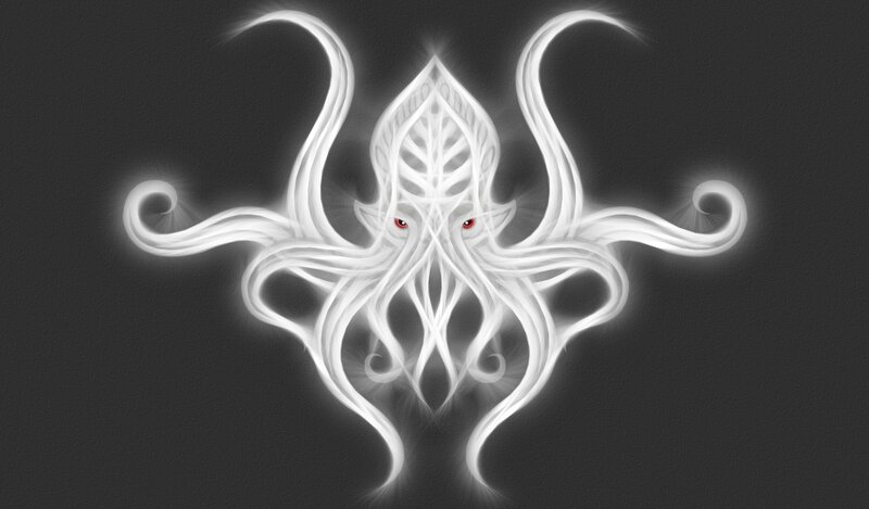 glowing white octopus creature