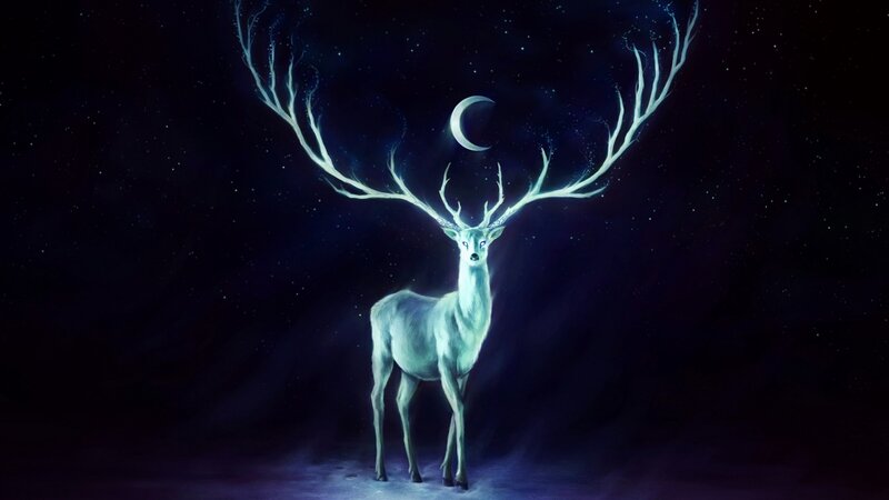 Glowing White Stag — Blue, Serene