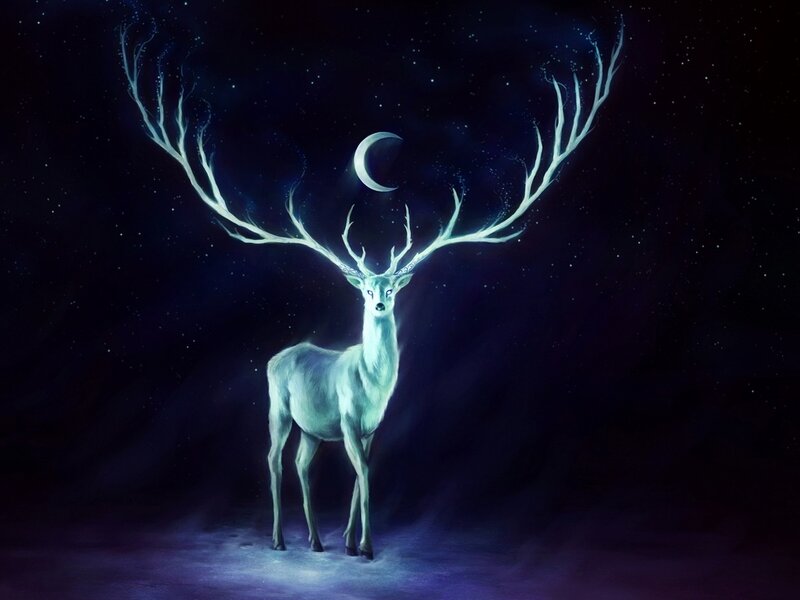 Glowing White Stag — Blue