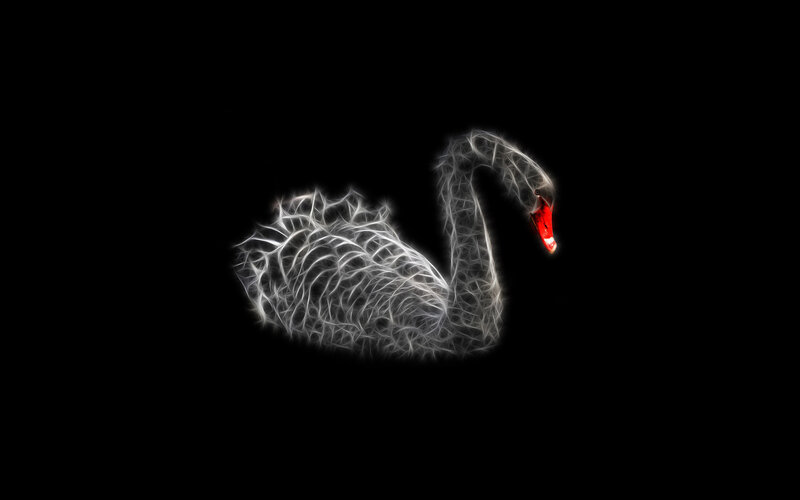 glowing white swan with red beak