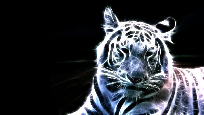 glowing white tiger