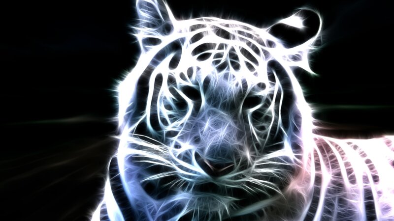 glowing white tiger head