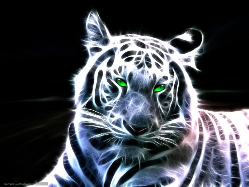 glowing white tiger