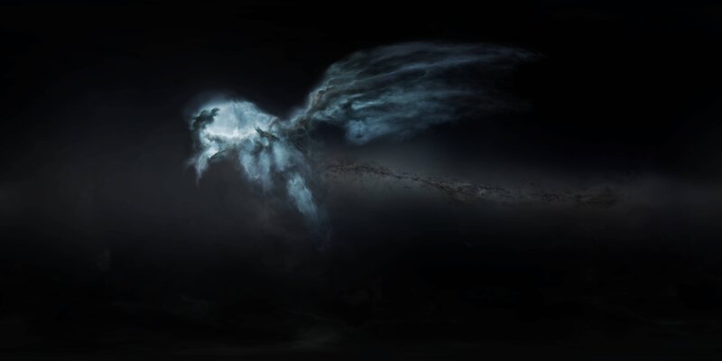 Glowing Winged Figure — Black