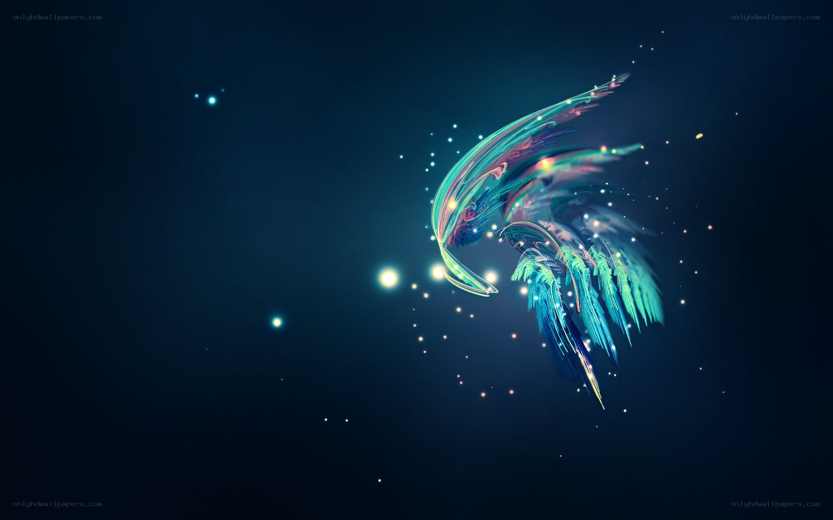 glowing wings in space