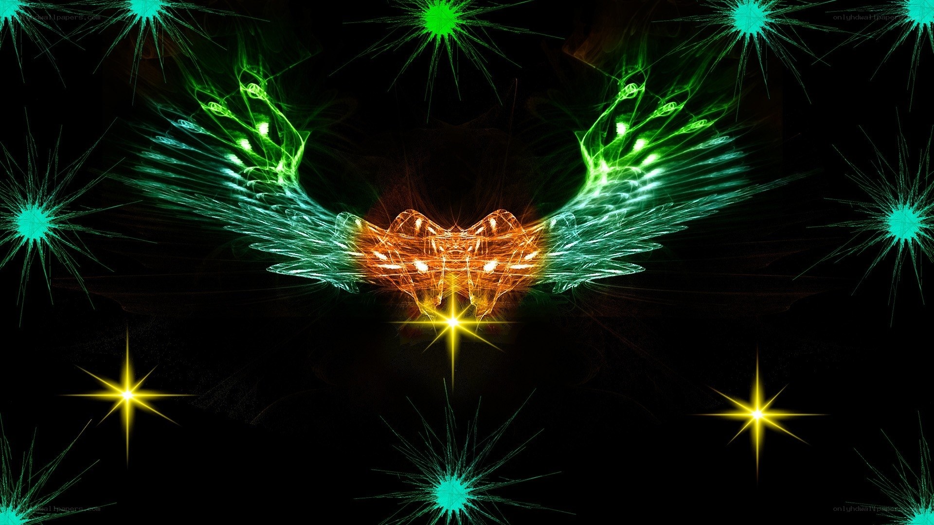 glowing wings in space