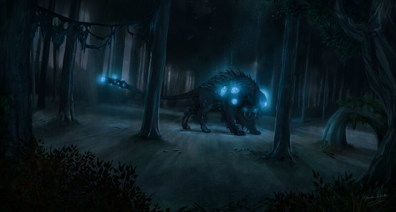 Glowing Wolf Creature — Blue