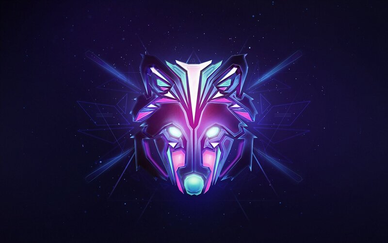Glowing Wolf Head — Purple