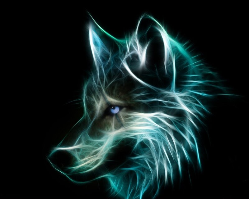 glowing wolf head