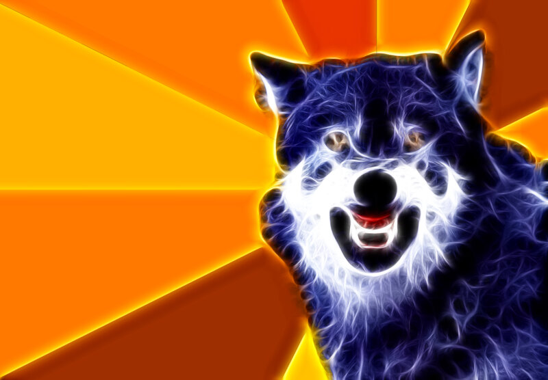 glowing wolf with sunburst
