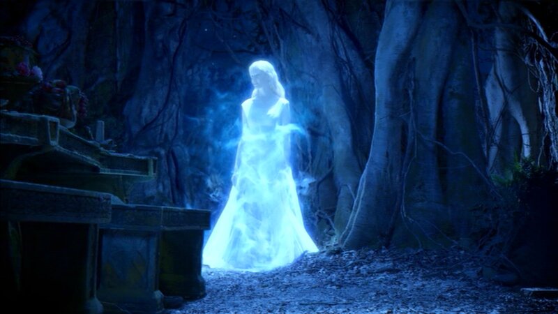 Glowing Woman in Forest — Blue