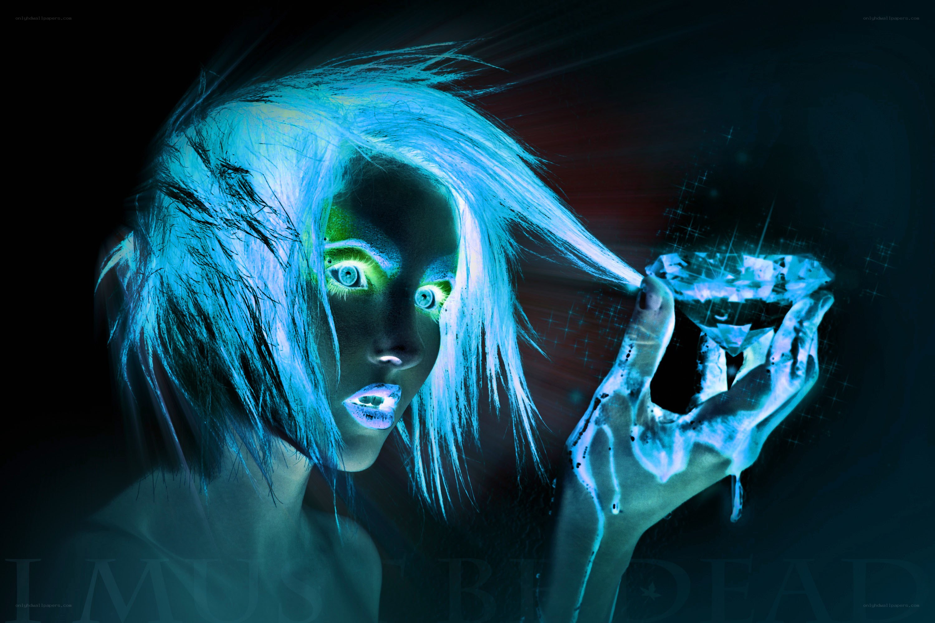 glowing woman with diamond
