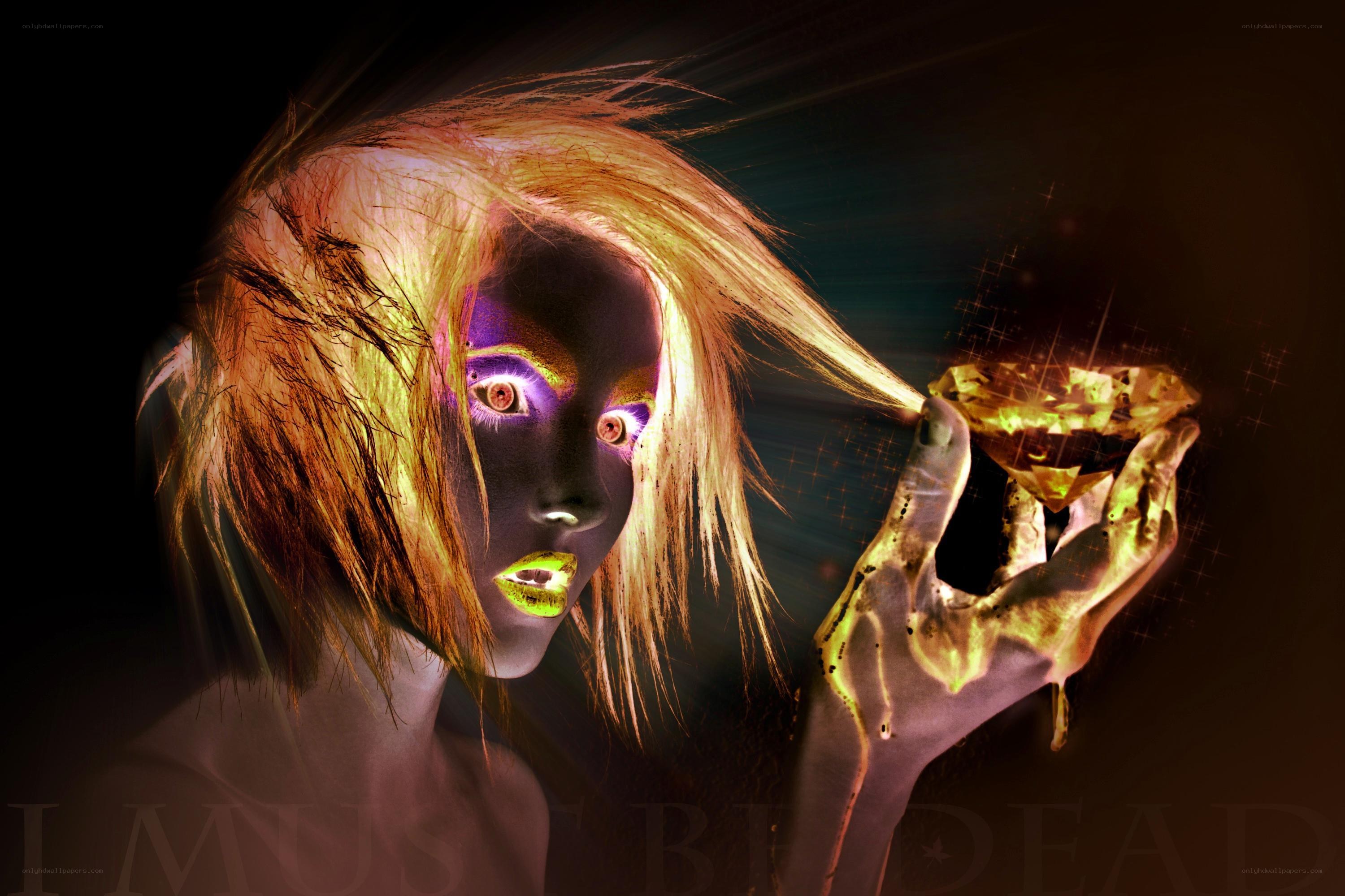 glowing woman with gem