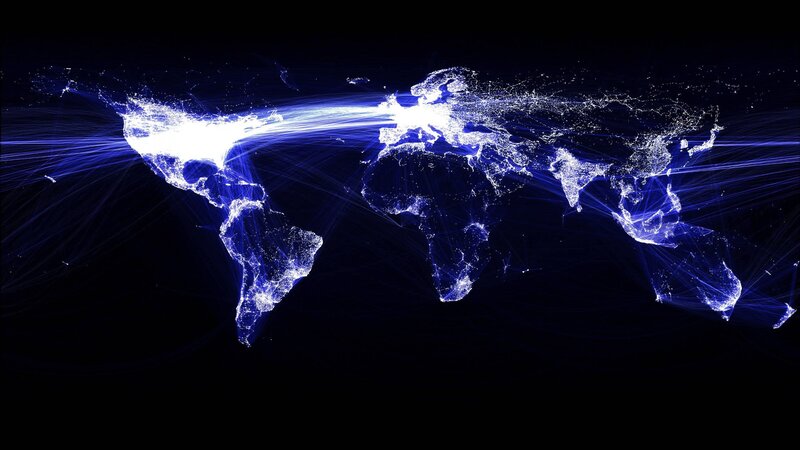 Glowing World Map — Blue