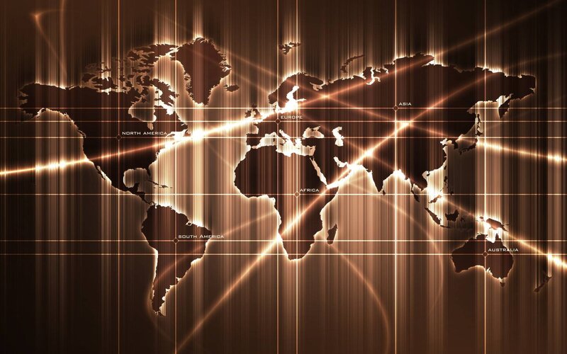 glowing world map with grid