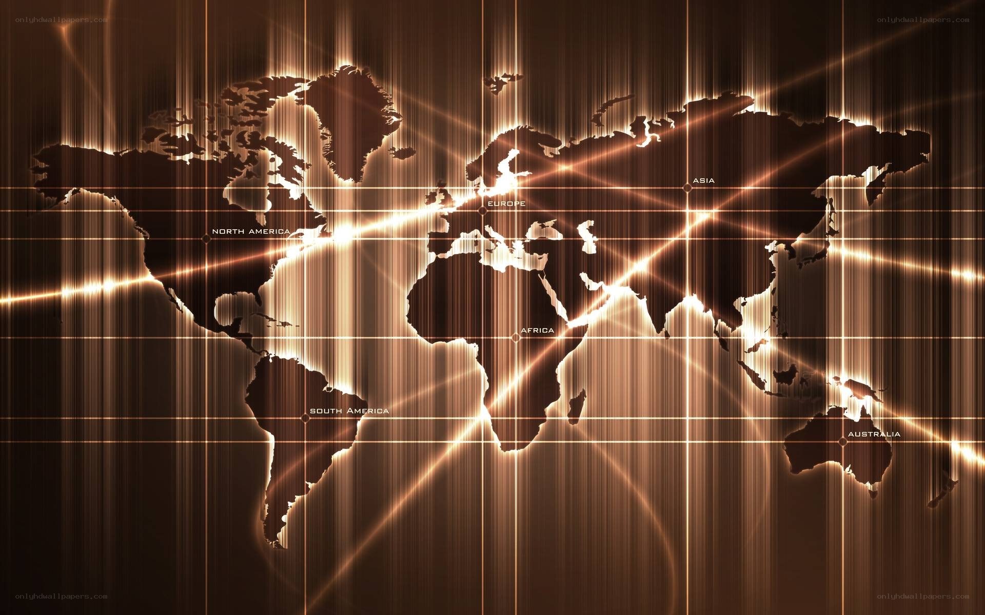 glowing world map with grid